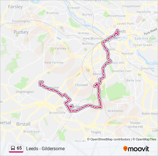 Bus 65 Route Map 65 Route: Schedules, Stops & Maps - Gildersome (Updated)