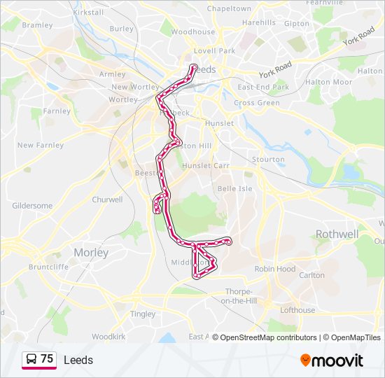 Bus 75 Route Map 75 Route: Schedules, Stops & Maps - Leeds City Centre (Updated)