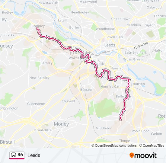 Bus 86 Route Map 86 Route: Schedules, Stops & Maps - Bramley (Updated)