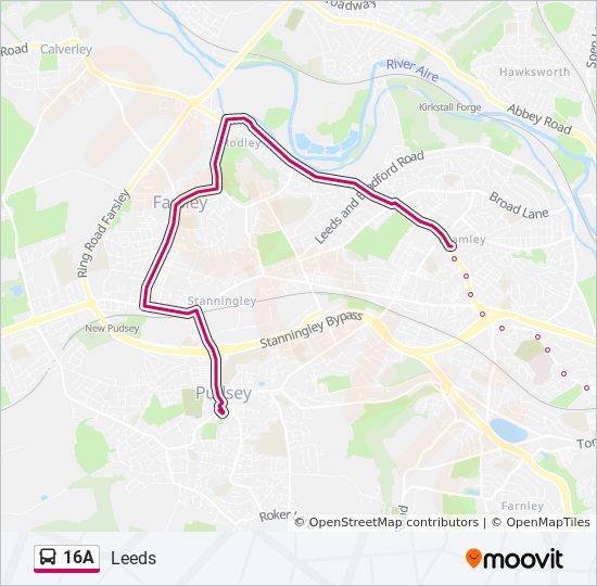 Leeds 16 Bus Route Map 16A Route: Schedules, Stops & Maps - Bramley (Updated)