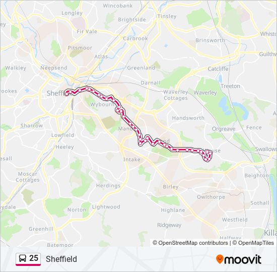 25 bus Line Map