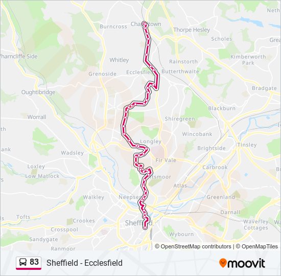 Bus 83 Route Map 83 Route: Schedules, Stops & Maps - Sheffield Centre (Updated)