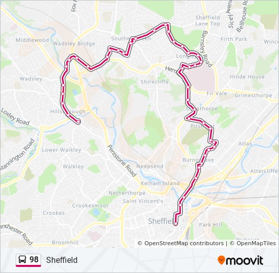 Sheffield Public Rights Of Way Map 98 Route: Schedules, Stops & Maps - Sheffield Centre (Updated)