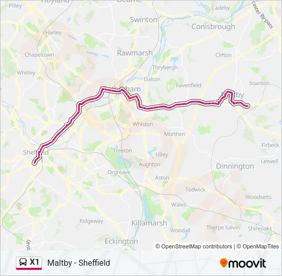 X1 Bus Line Map