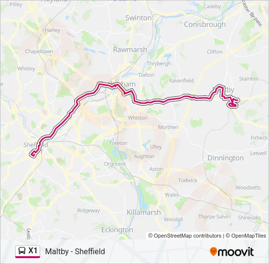 X1 Bus Line Map