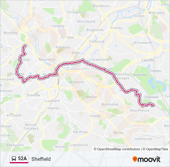 52A bus Line Map