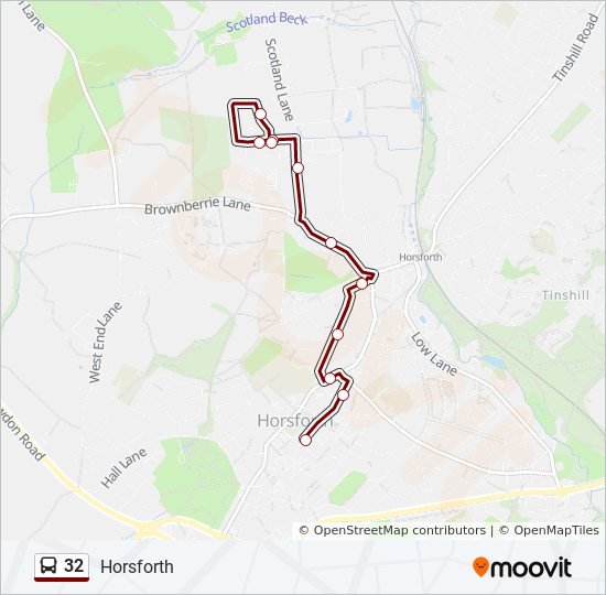 Bus 32 Route Map 32 Route: Schedules, Stops & Maps - Horsforth (Updated)