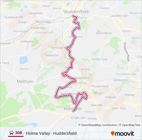 308 Bus Line Map