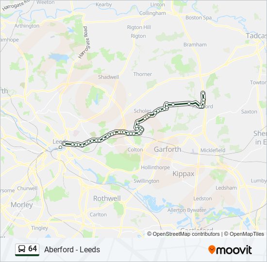 Bus 64 Route Map 64 Route: Schedules, Stops & Maps - Leeds City Centre (Updated)