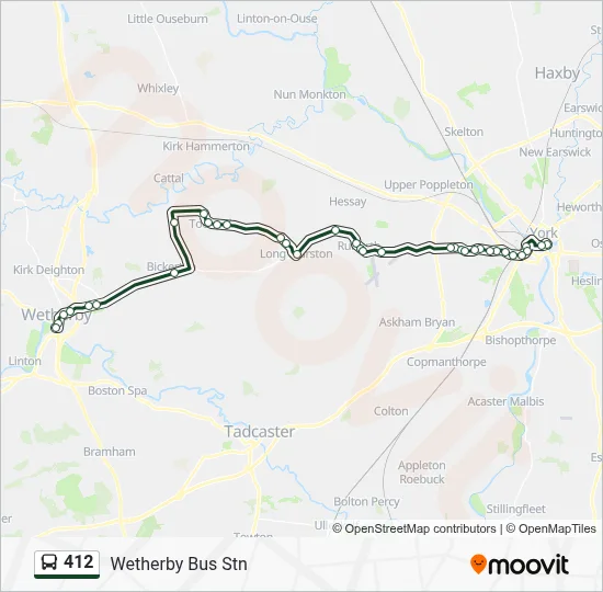 412 Route: Schedules, Stops & Maps - Wetherby Bus Stn (Updated)