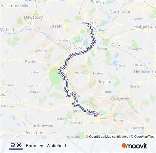 96 Route: Schedules, Stops & Maps - Wakefield City Centre (Updated)