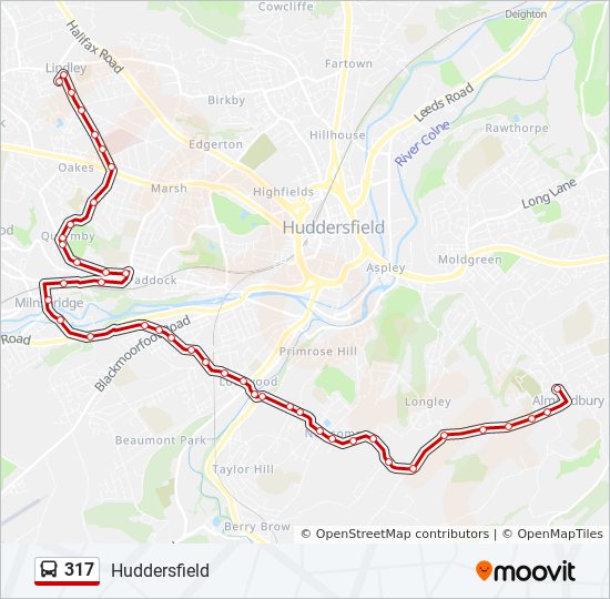 Bus 317 Route Map 317 Route: Schedules, Stops & Maps - Almondbury (Updated)