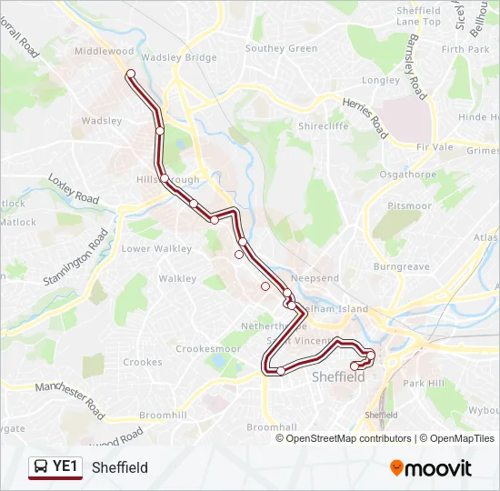 YE1 Bus Line Map