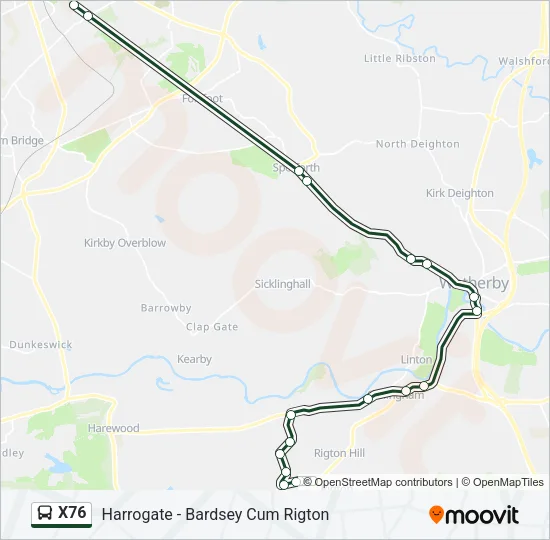 X76 Bus Line Map