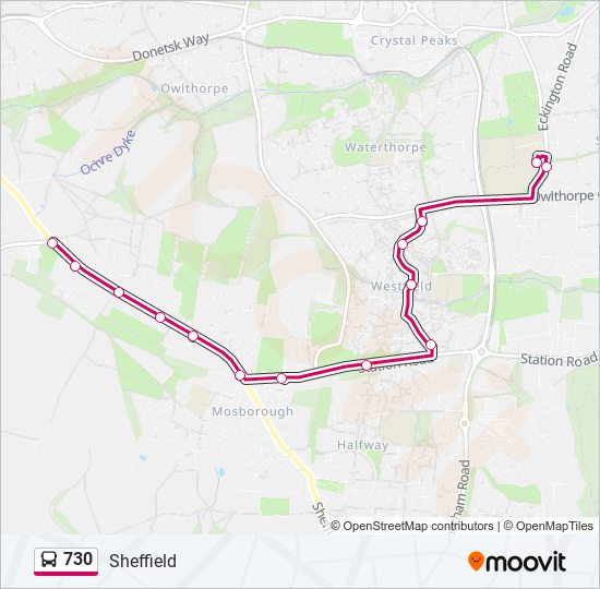 730 bus Line Map