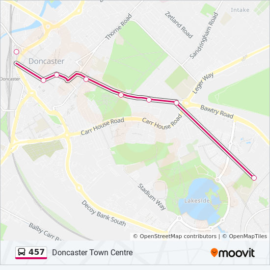 Map Of Doncaster Town Centre 457 Route: Schedules, Stops & Maps - Doncaster Town Centre (Updated)