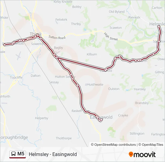 M5 Postcode Map M5 Route: Schedules, Stops & Maps - Helmsley (Square) (Updated)