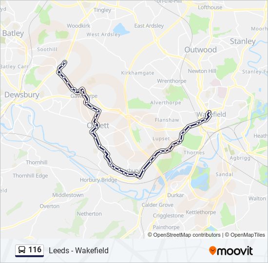 Bus 116 Route Map 116 Route: Schedules, Stops & Maps - Shaw Cross (Updated)