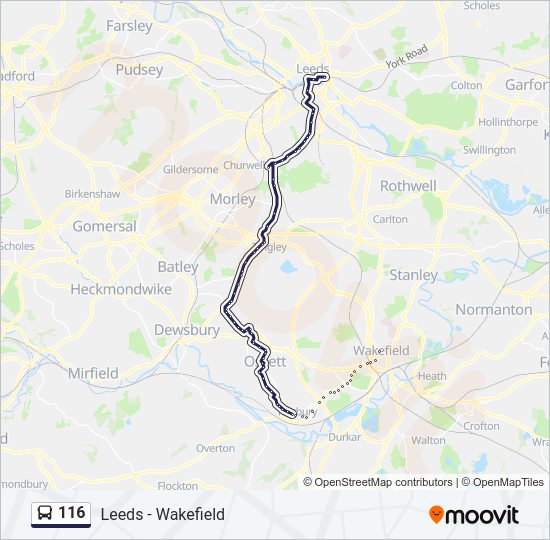 116 Route: Schedules, Stops & Maps - Leeds City Centre (Updated)