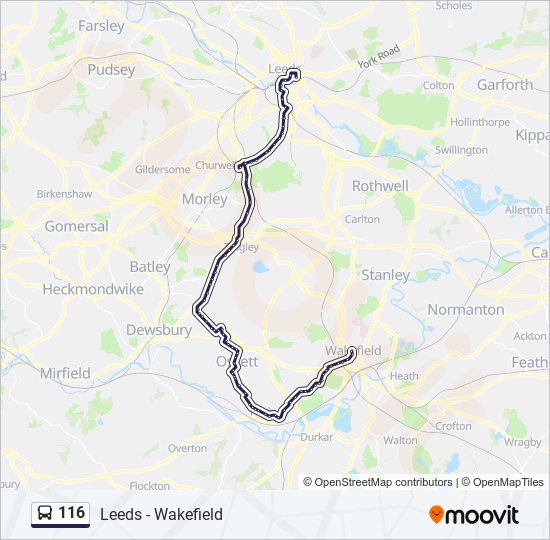 116 Route: Schedules, Stops & Maps - Wakefield City Centre (Updated)