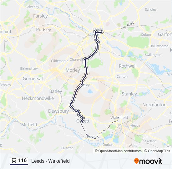 116 Route: Schedules, Stops & Maps - Leeds City Centre (Updated)