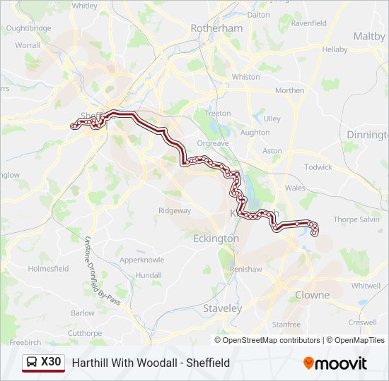 X30 Bus Line Map