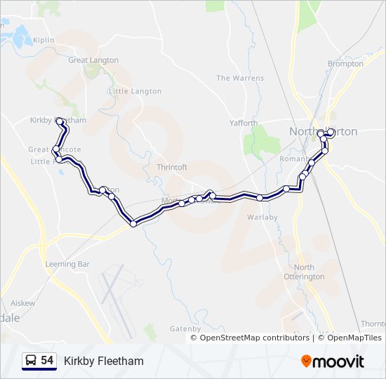 Bus 54 Route Map 54 Route: Schedules, Stops & Maps - Kirkby Fleetham (Updated)