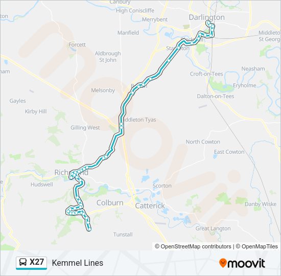 X27 Bus Line Map