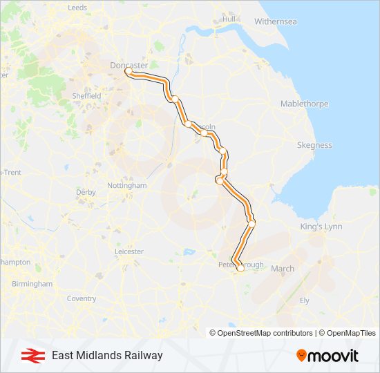 EAST MIDLANDS RAILWAY train Line Map