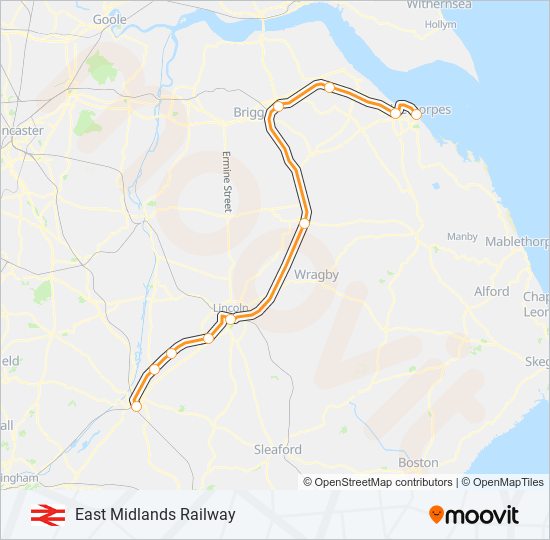 EAST MIDLANDS RAILWAY train Line Map