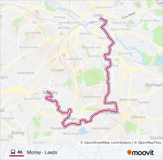 Bus 46 Route Map 46 Route: Schedules, Stops & Maps - Leeds City Centre (Updated)