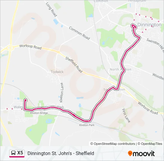 X5 Bus Line Map