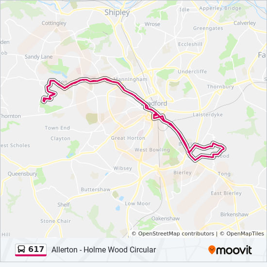 617 Route: Schedules, Stops & Maps - Allerton Bradford City Centre ...