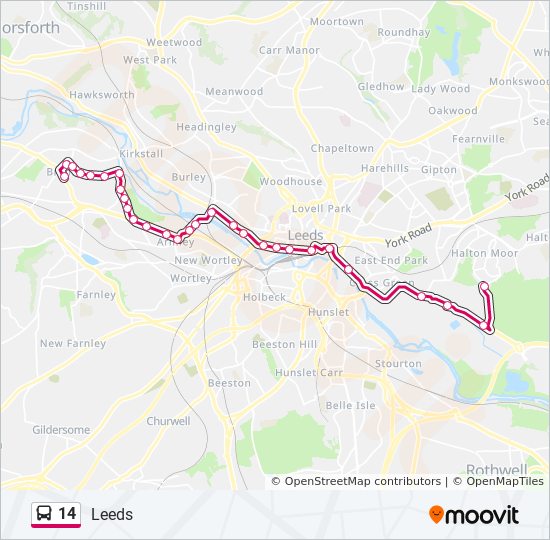 Bus 14 Route Map 14 Route: Schedules, Stops & Maps - Bramley (Updated)