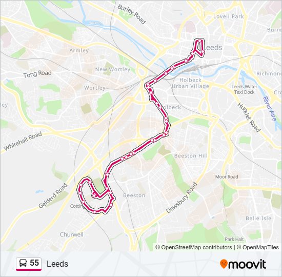 Bus 55 Route Map 55 Route: Schedules, Stops & Maps - Cottingley (Updated)