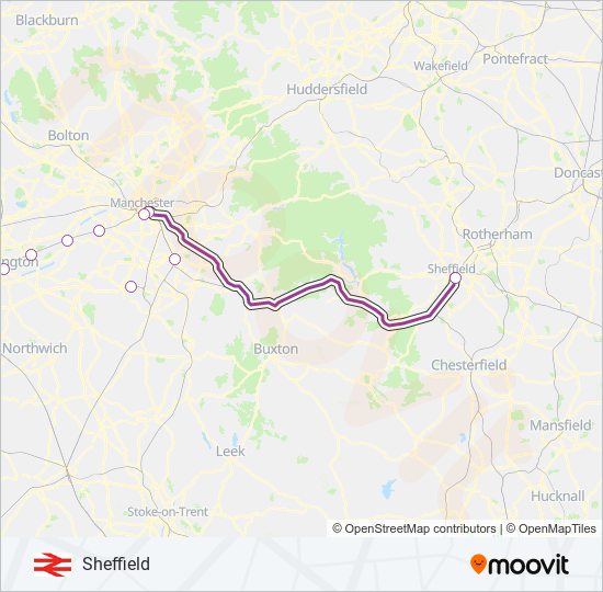 TRANSPENNINE EXPRESS train Line Map