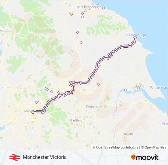 TRANSPENNINE EXPRESS Train Line Map