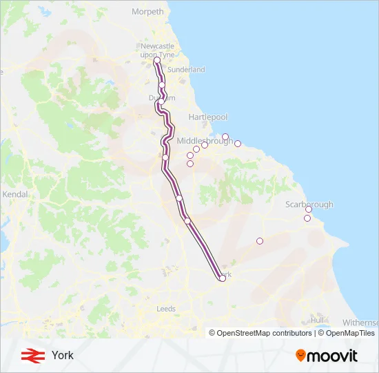 TRANSPENNINE EXPRESS Train Line Map