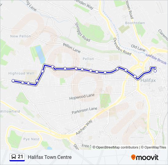 21 bus Line Map