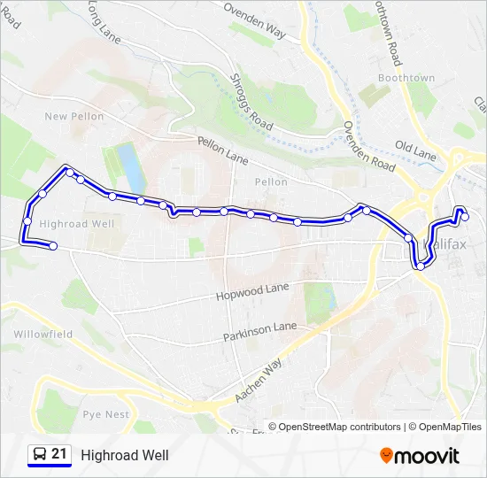 21 Route: Schedules, Stops & Maps - Highroad Well (Updated)