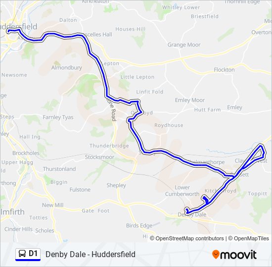 d1 Route: Schedules, Stops & Maps - Huddersfield Town Centre (Updated)