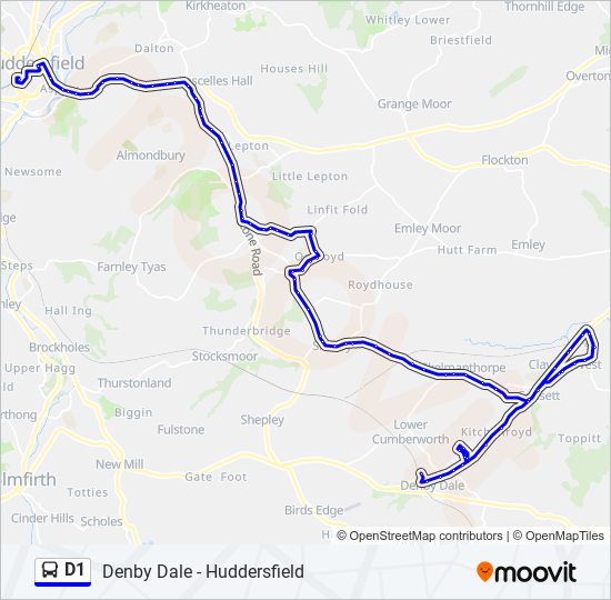 d1 Route: Schedules, Stops & Maps - Denby Dale (Updated)