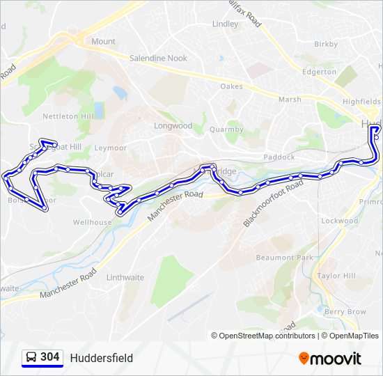 304 Route: Schedules, Stops & Maps - Huddersfield Busstn (Updated)