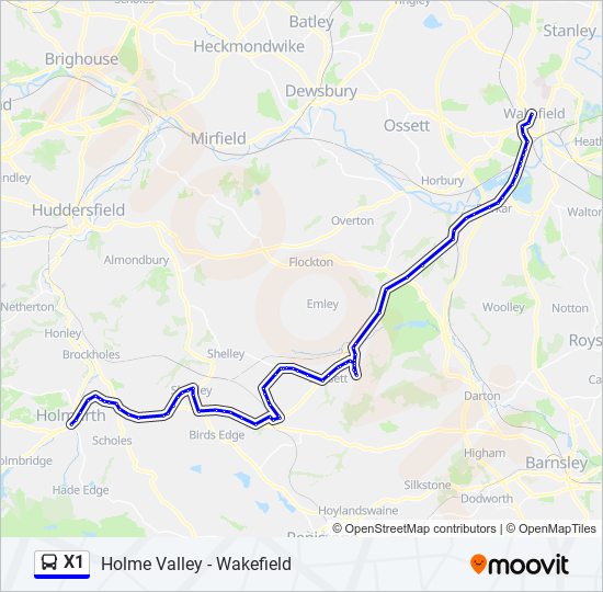 x1 Route: Schedules, Stops & Maps - Holmfirth (Updated)