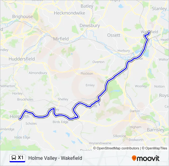 X1 Bus Line Map