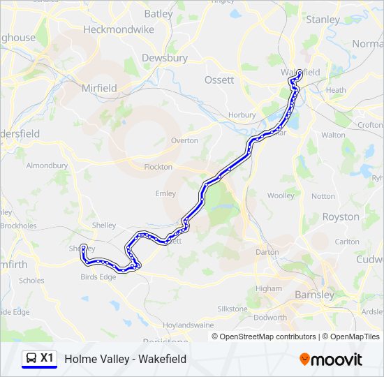 X1 Bus Line Map