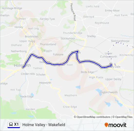 X1 Bus Line Map