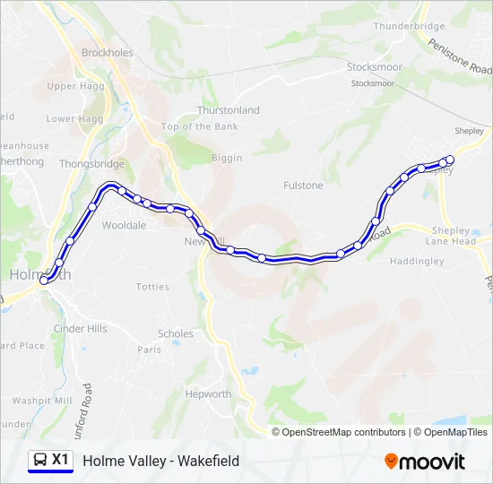 X1 Bus Line Map
