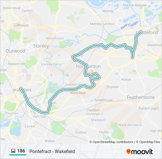 186 Route Schedules, Stops & Maps Castleford (Updated)