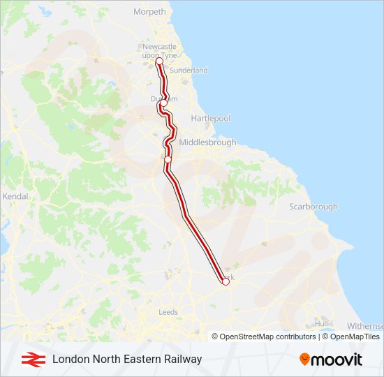 LONDON NORTH EASTERN RAILWAY Train Line Map